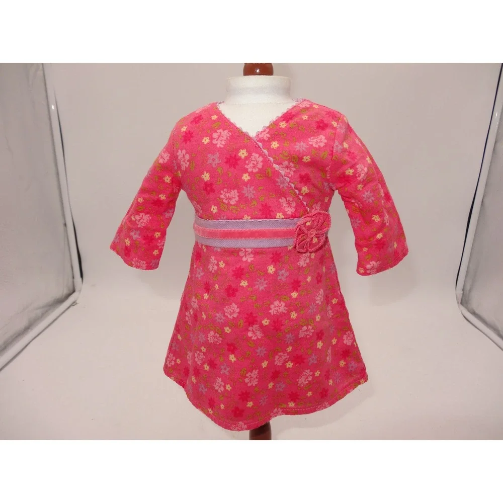 American Girl Doll Chrissa Maxwell Meet Dress Pink Floral Long Sleeve Outfit
